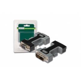 DIGITUS DVI-I (24 + 1) Adapter/m HDSUB VGA 15/F, Kunststoffgehäuse, schwarz/grau, Blister