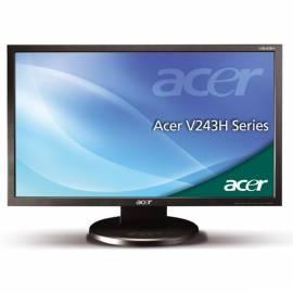 Datasheet Monitor Acer LCD V243HLDObmd 24'' LED, 1920 x 1080, 100M:1, 250 cd/m2, 5ms, DVI, Repro, schwarz, Acer Eco