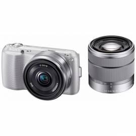 Kamera Sony NEX-C3D, Body + 16 mm + 18-55 mm, Silber