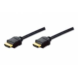Kabel HDMI/Digitus und 1 m, AWG30, 2 x geschirmt, schwarz, vergoldete Anschlüsse