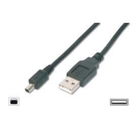 DIGITUS USB-Kabel, ein Männchen um 4pol Mini-B Geschirmtes Kabel mit Stecker, 2 x 2, 3 m, schwarz