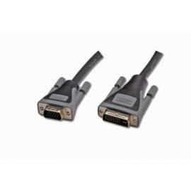 DIGITUS-Kabel-Verbindung DVI-I/HDSUB15, 2xferit, schwarz/grau, 2 m