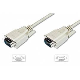 VGA-Scart-Kabel Digitus, geschirmt, 2 x ferrity AWG28, grau, 10 m