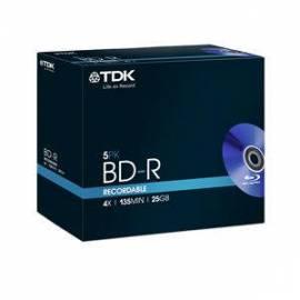 Festplatten-TDK BD-R SL 25GB 4 x Jewel-Box, 5 ks