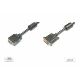 DIGITUS-Kabel-Verbindung DVI-I/HDSUB15, 2 x 2xferit, schwarz, geschirmt, 2 m