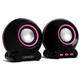 Repro CANYON 2.0, Lautstärkeregler, schwarz mit rosa Details, USB