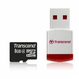 Speicherkarte Transcend McroSDHC 8GB Class 4 + USB-Lesegerät