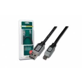 DIGITUS USB Premium Kabel und USB a Stecker auf 5 polig Mini-B-Stecker, 3 m, grauschwarz, blister