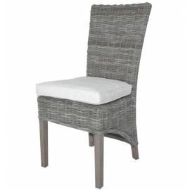 Stuhl Rattan Kuba mit Em HD Home Design (A10150), natürliche Beige, helle Beine, die natürliche, Polstr weiß