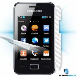 Schutzfolie Screenshield Bildschirm + Carbon skin (weiss) für Samsung Star 3/Duos (S5220) (SAM-S5220-CW) - Anleitung