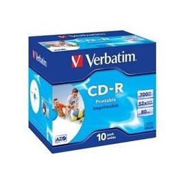 Aufzeichnungsmedium VERBATIM CD-R-DLP, 700MB / 80min. 52 X, printable, Jewel-Box, 10ks (43325)
