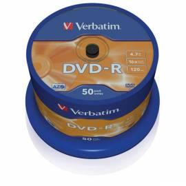 Zaznamove mittlere VERBATIM DVD - R 4, 7 GB, 16 X, 50-Kuchen (43548) Bedienungsanleitung