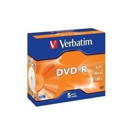 Aufnahme Medium VERBATIM DVD-R 4, 7GB, 16 X Jewel-Box, 5ks (43519) - Anleitung