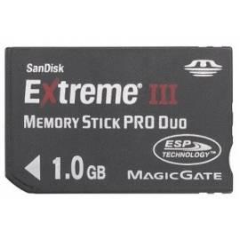 MS PRO DUO-Speicherkarte, Sandisk 1 GB ExtremeIII + Adapter für MS-Steckplatz + Rescue für