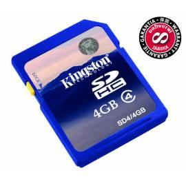 Speicherkarte KINGSTON SDHC 4GB Class 4 (SD4 / 4GB) Bedienungsanleitung