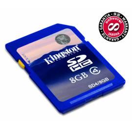 Handbuch für Speicherkarte KINGSTON SDHC 8GB, Class 4 (SD4 / 8GB)