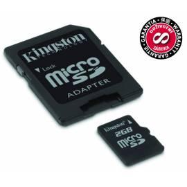 Speicherkarte KINGSTON MicroSD 2 GB + Adapter (SDC / 2GB) schwarz