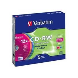 Aufnahme Medium VERBATIM CD-RW(5-Pack) Slim/Farben/Hi-Speed/8 X-12 X / 700 MB (43167)