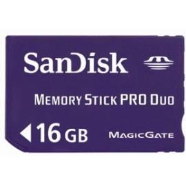 Datasheet Memory Card SANDISK MS PRO DUO 16 GB (91113) lila